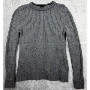 Express Sweater Women’s Cable Knit Gray 100% Cotton Pullover Size Small Cozy